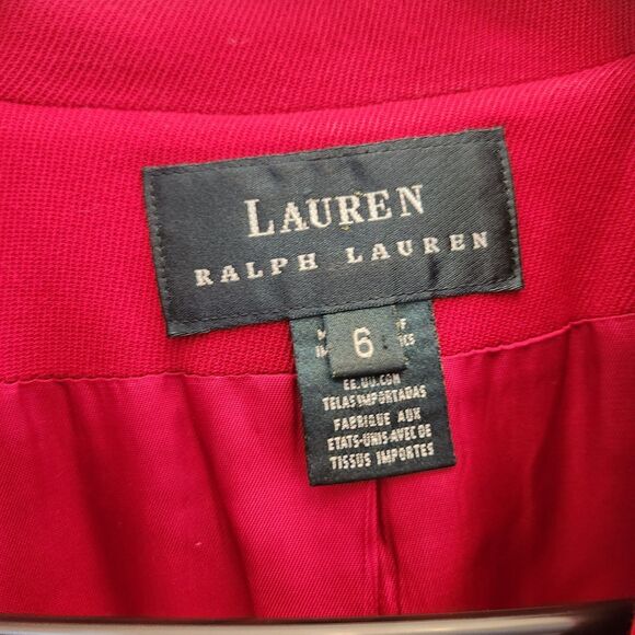 Vtg Ralph Lauren LRL Womens Red Worsted Wool Gold Crown Crest Jacket Sz 6 Preppy - Picture 5 of 8